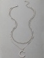 Fashion Silver Alloy Diamond C-shaped Geometric Double Necklace