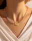 Fashion Gold Alloy Pearl Chain Splicing Necklace