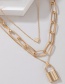 Fashion Gold Metal Buckle Chain Small Lock 3-layer Necklace