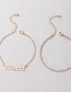 Fashion Gold 2-piece Alloy Letter Anklet With Diamonds