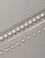 Fashion Silver Metal Twist Chain Geometric Tassel Pearl Anklet Set