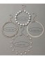 Fashion Silver Metal Twist Chain Geometric Tassel Pearl Anklet Set