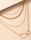 Fashion Gold Alloy Geometric Ring Multilayer Necklace