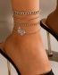 Fashion Silver Metal Chain Geometric Tassel Butterfly Anklet 4-piece Set