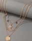 Fashion Gold Alloy Letter Ecg Water Drop Diamond Multilayer Necklace