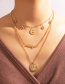 Fashion Gold Alloy Letter Ecg Water Drop Diamond Multilayer Necklace