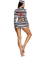 Fashion Black And White Stripes Halloween Striped Print Shorts Long Sleeve Suit