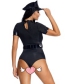 Fashion Black Fishnet Cutout Collar Belt Buckle Bodysuit