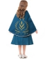 Fashion Blue Children's Shawl Contrast Pleated Dress