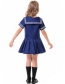 Fashion Child Striped Side Lapel Pleated Skirt Suit
