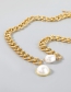 Fashion Gold Color Alloy Inlaid Pearl Thick Chain Necklace