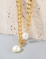 Fashion Gold Color Alloy Inlaid Pearl Thick Chain Necklace