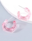 Fashion Pink Alloy Resin C-shaped Earrings