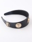 Fashion Black Broadband Leather Lion Head Diamond Headband