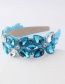 Fashion Blue Leather Diamond Wide-brimmed Geometric Headband