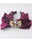 Fashion Wine Red Metal Diamond-studded Floral Flannel Bow Headband