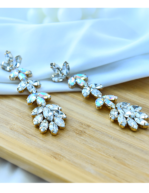 Fashion Ab Color Alloy Diamond Geometric Stud Earrings