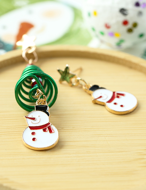 Fashion Snowman Alloy Christmas Oil Dripping Snowman Earrings