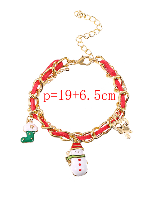 Fashion Deer Head Alloy Chain Braided Christmas Bracelet