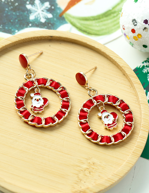 Fashion Gloves Alloy Fabric Chain Braided Round Christmas Earrings