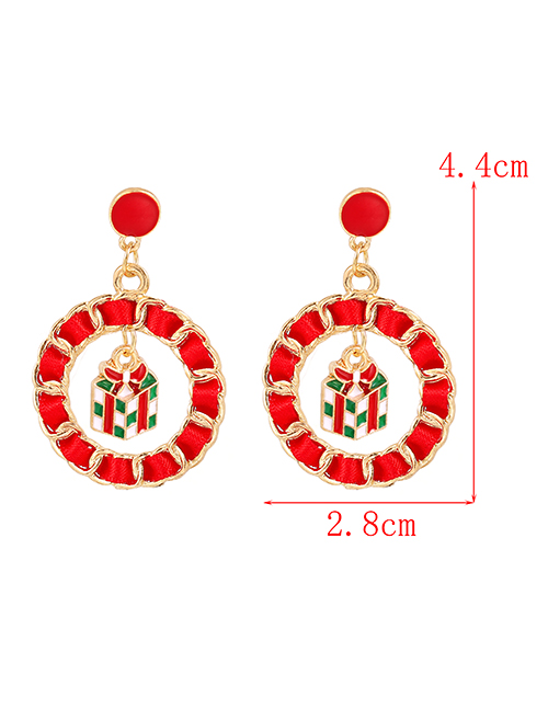 Fashion Christmas Hat Alloy Fabric Chain Braided Round Christmas Earrings