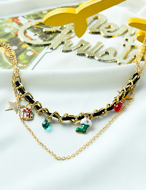 Fashion Shoe Alloy Christmas Chain Tassel Necklace