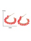 Fashion Light Pink Alloy Wrapped Glass Bead Love Earrings