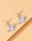 Fashion Silver Color Alloy Diamond Heart Wing Stud Earrings