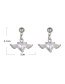 Fashion Silver Color Alloy Diamond Heart Wing Stud Earrings