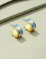 Fashion Sky Blue Alloy Oil Drip Flower C-shaped Earrings