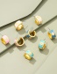 Fashion Sapphire Alloy Oil Drip Flower C-shaped Earrings