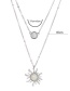 Fashion Silver Color Alloy Pearl Sun Multilayer Necklace