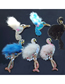 Fashion Blue Three-dimensional Flamingo Plush Beaded Cloth Sticker