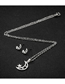 Fashion Silver Color Stainless Steel Hollow Star And Moon Set Earrings And Necklace Set
