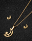 Fashion Gold Color Stainless Steel Hollow Star And Moon Set Earrings And Necklace Set