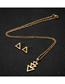 Fashion Gold Color Stainless Steel Geometric Triangle Earrings Necklace Set