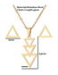 Fashion Silver Color Stainless Steel Geometric Triangle Earrings Necklace Set