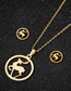 Fashion Gold Color Stainless Steel Christmas Fawn Earrings Necklace Set