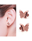 Fashion Set Rose Gold Color Stainless Steel Butterfly Earrings