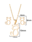 Fashion Silver Color Stainless Steel Hollow Cat Earrings Necklace Set
