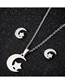 Fashion Silver Color Stainless Steel Star And Moon Geometric Stud Earrings Necklace Set