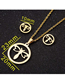 Fashion Gold Color Stainless Steel Dragonfly Round Earrings Necklace Set