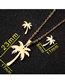 Fashion Silver Color Stainless Steel Coconut Tree Necklace And Earring Set