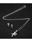 Fashion Steel Color Stainless Steel Angel Stud Earrings Necklace Set