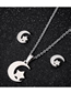 Fashion Steel Color Stainless Steel Geometric Star And Moon Necklace And Earrings Set