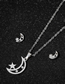 Fashion 1 Steel Color Stainless Steel Star And Moon Earrings Necklace Set