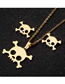 Fashion Gold Color Halloween Skull Necklace And Earrings Set