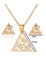 Fashion Steel Color Stainless Steel Hollow Triangle Necklace And Earring Set