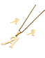 Fashion Gold Coloren C Stainless Steel 26 Letter Necklace And Earring Set