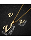 Fashion Gold Coloren U Stainless Steel 26 Letter Necklace And Earring Set
